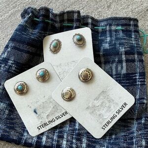 Sterling silver and turquoise earrings 3 pack